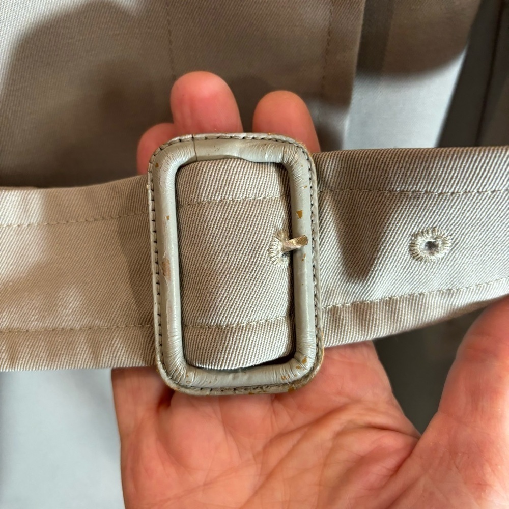 AQUASCUTUM SZ 6 UK Wool Raglan Sleeve Back Slit Belt Trench Coat with Pockets - Picture 4 of 14